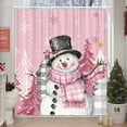 thumbnail image 2 of Pink Christmas Snowman Shower Curtain, Cute Funny Winter Xmas  Snowy Pine Tree Pink Shower Curtain for Bathroom Rustic Farmhouse Decor, 70x70IN, 2 of 4