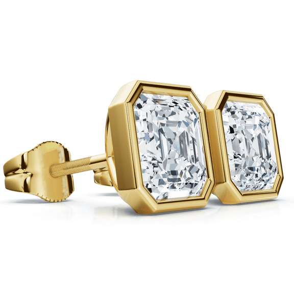 Pompeii 2ct TW Asscher Cut Bezel Diamond Studs 14k Gold Lab Grown (F/G,VS1-VS2)