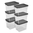 thumbnail image 1 of Sterilite 30 Qt Clear Plastic Stackable Storage Bin with Grey Latch Lid, 6 Pack, 1 of 10