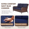 thumbnail image 3 of Krikacy Wicker Three-Seat Sofa HDPE Hand-Woven All-Weather Rattan Furniture for Patio Deck,Blue, 3 of 6