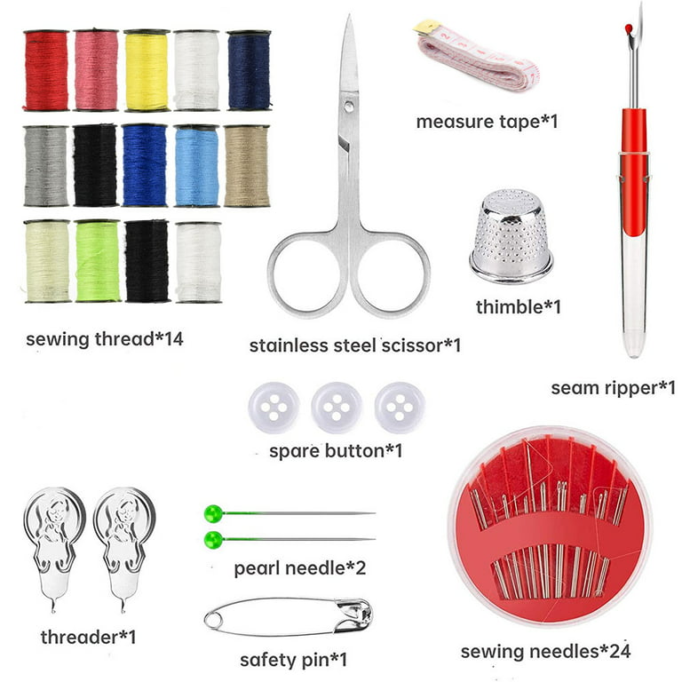 Mini Travel Sewing Kit, AUERVO DIY Premium Sewing Supplies,Basic Sewing Kit for Adults,Beginners,Home,Emergency Filled with Repair Kit and Sewing Need