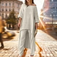 thumbnail image 4 of Haut à Manches Longues pour Femmes+pantalon de Survêtement Femme en Lin de Coton, 4 of 9