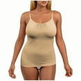 thumbnail image 7 of Women's Plus Size Camisole Tank Top Sleeveless Crew Neck Shapewear Top Adjustable Strap Summer Basic Layering Top,S,Beige, 7 of 7