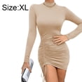 thumbnail image 2 of Vestido mini ajustado con cordón y manga larga para mujer sexy para discoteca, 2 of 6