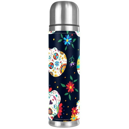 

Florals Skull Pattern Premium Insulated Water Bottle - Water Mug with Food-Grade PP Vacuum Insulated Leak-proof BPA-Free