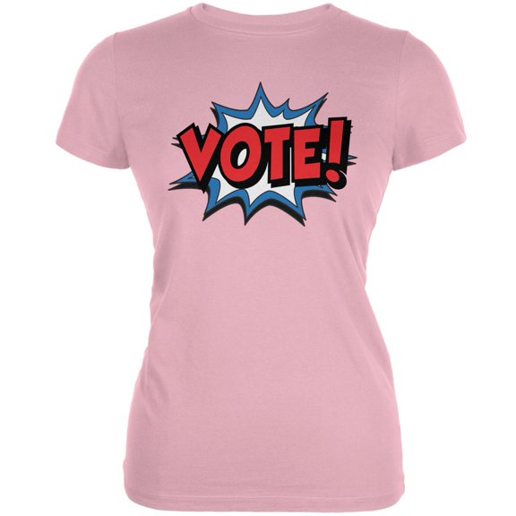 Election Comic Style VOTE! Pink Juniors Soft T-Shirt - 2X-Large