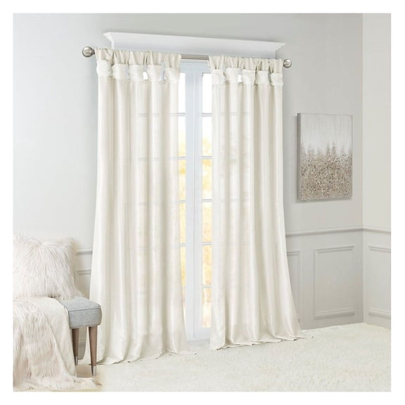 Window Curtain Panel - Faux Silk Sheen Tab Top, 50x108 Inch, Privacy Lining Included, Rod Pocket Fit (2" Diameter), Oeko-Tex Certified - Single Panel