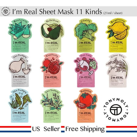 Tony Moly I'm Real Mask Sheet Pack 21ml Full Variety - 11 Pack TonyMoly Beauty Face Masks