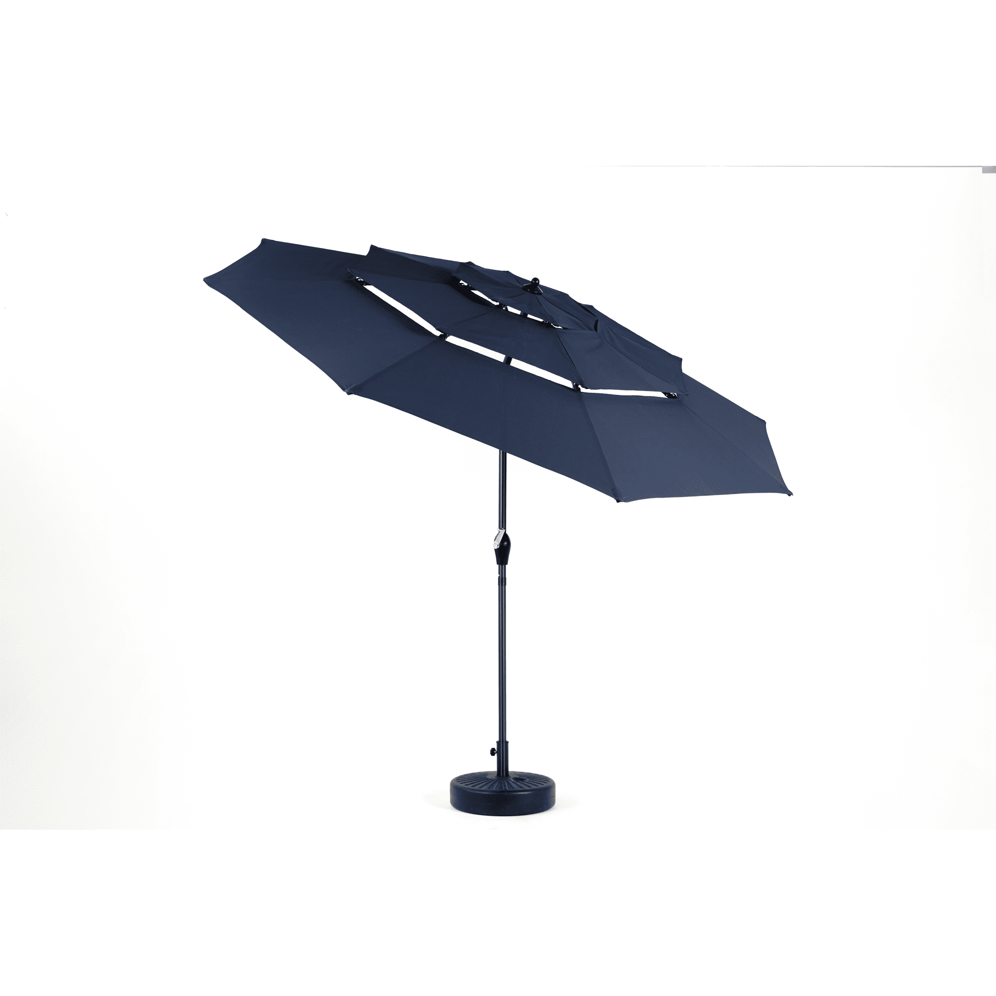 Leumius 10ft Outdoor Patio Umbrellas for Outside,3 Tier Auto-tilt Vented Market Table Umbrella for Backyard, Deck, Garden,Navy Blue(Base Not Included)