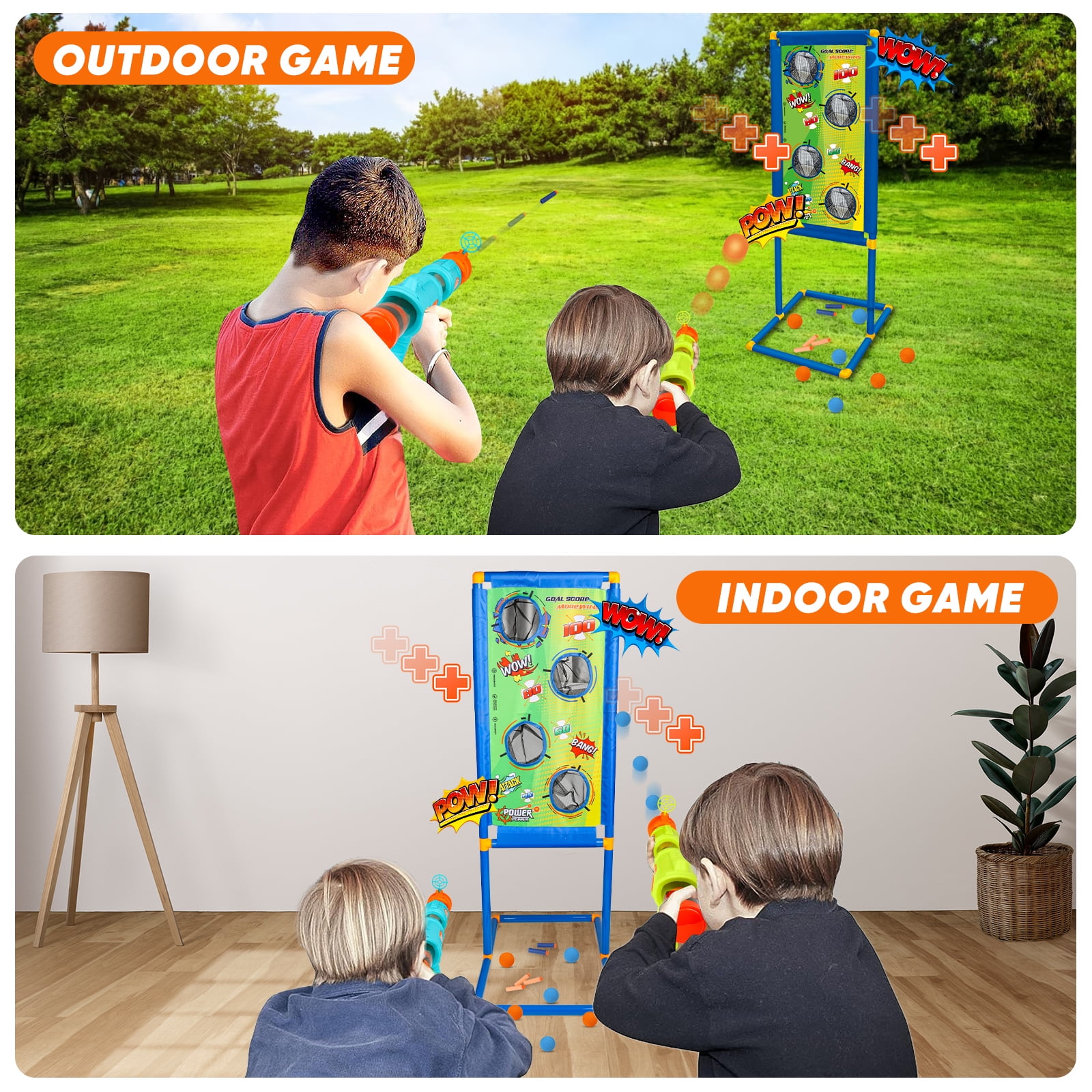 Carsky Shooting Game Toy for Kids Age 6-12 , 2 Air Pump & Shooting Target & 48 Foam, Indoor&Outdoor Play- Ideal Christmas Birthday Toy Gift for Boys 3+