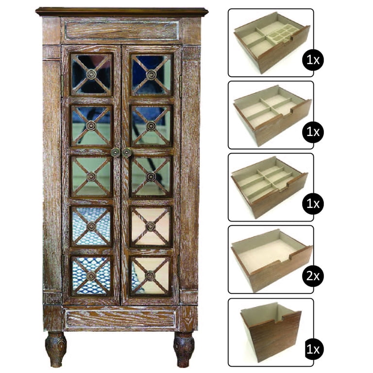 Hives and Honey Celine Brown Wood Jewelry Armoire Ceruse Oak