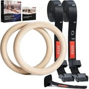 POLE9 Wooden Gymnastic Rings - Fitness with Adjustable Straps - Dynamic Gymnastic Ring Workouts for Door, Pull-Up Bar & More - Men & Women's Strength Training Equipment