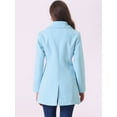 thumbnail image 4 of INSPIRE CHIC Women's Elegant Notched Lapel Button Single Breasted Winter Long Coat Light Blue L, 4 of 7