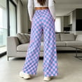 thumbnail image 7 of Wenini Women's High Waist Colorful Plaid Print Casual Pants Fashion Wide Leg Trousers, 7 of 7