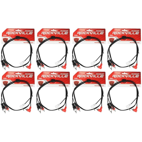 8 Rockville RCDR3R 3' Dual Mono Right Angle RCA to Straight RCA Cable 100%Copper