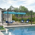 thumbnail image 2 of PURPLE LEAF Pergola 12' X 16’ Outdoor Retractable Pergola with Weather-Resistant Canopy Aluminum Garden Pergola Patio Grill Gazebo for Garden Yard Gazebo, Turquoise Blue, 2 of 14