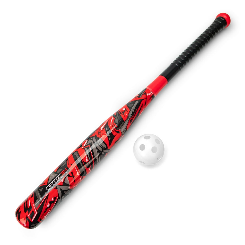 Ortiz34 Printed Plastic Bat & Ball Set (Red)