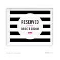 thumbnail image 1 of Reserved For The Bride & Groom Modern Black and White Stripes Wedding Party Signs, 1 of 1