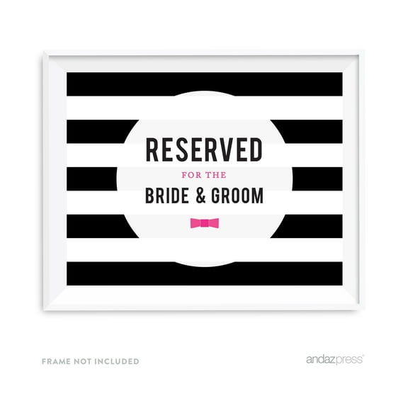 Reserved For The Bride & Groom Modern Black and White Stripes Wedding Party Signs