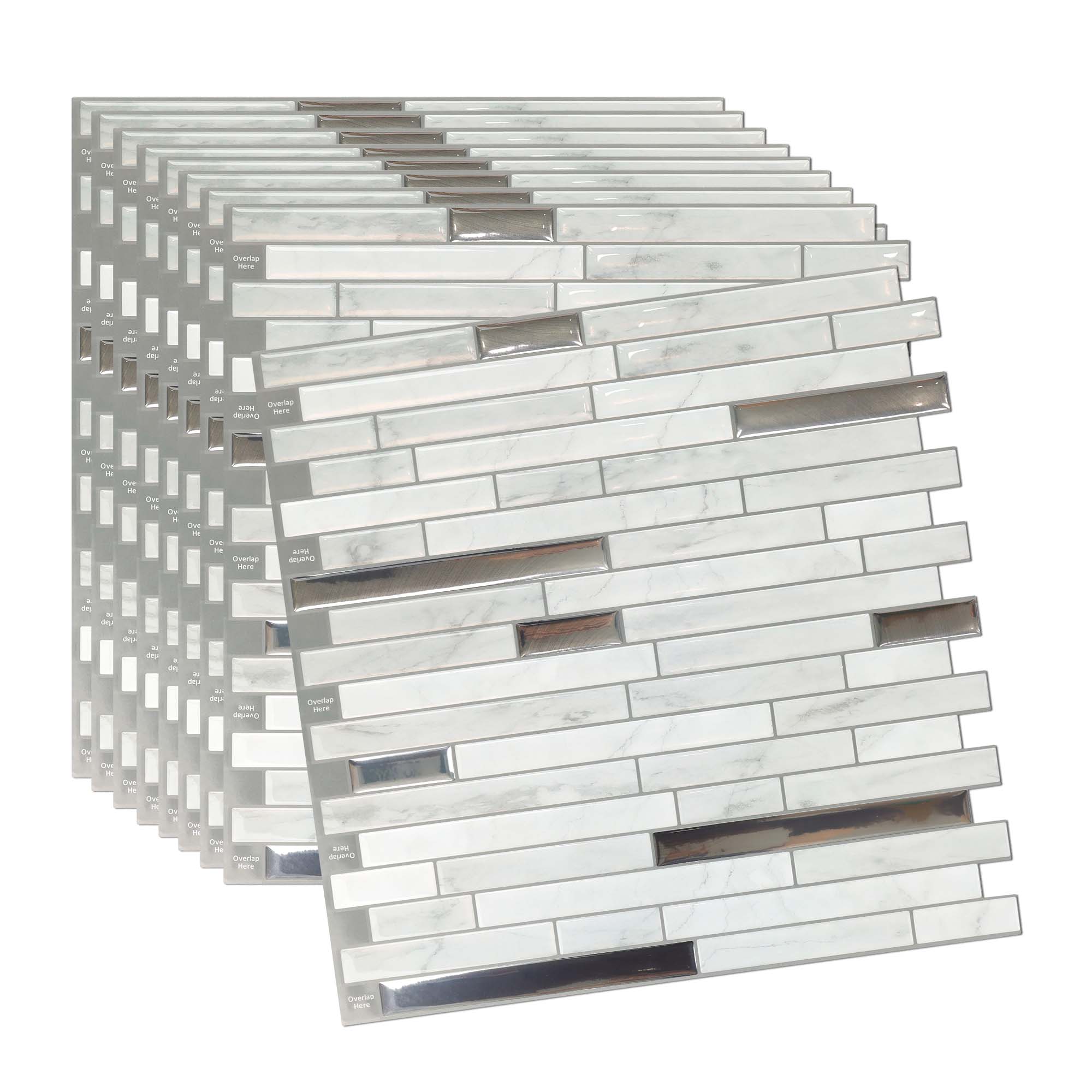 Peel and stick Subway Backsplash Tiles for Kitchen 12x12in Set of 10