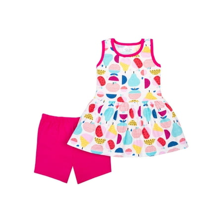 Organic Outfit - 100% Organic Cotton Sleeveless Peplum Tunic & Shorts, 2pc Outfit Set (Toddler Girls)