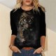 thumbnail image 1 of Puntoco Blusa informal de manga larga con cuello redondo y estampado de animales novedosos para mujer Puntoco Puntoco-1310, 1 of 5