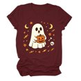 thumbnail image 5 of mgoYE Halloween Tshirts for Women Fall Shirts for Women Halloween Pumpkin Graphic Front Back Printing Tops Shirts Woman Shirts(Wine,L), 5 of 7