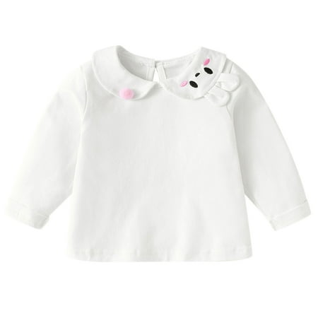 

koaiezne Kids Children Toddler Baby Girls Long Sleeve Cute Cartoon Collar Cotton T Shirt Blouse Tops Outfits Clothes 6 Month Girl Tops Shirt Girl 6