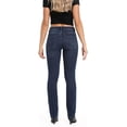 thumbnail image 2 of Jeans de pierna recta elásticos de tiro medio occidental para mujer Azul oscuro-140, 2 of 5
