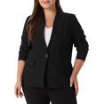 thumbnail image 2 of DARING DIVA Women's Plus Notched Lapel Long Sleeve Office Work Blazer Jacket 2X Black, 2 of 6
