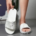 thumbnail image 4 of Platform Slippers for Women Men Cushioning Nonslip Indoor Slides Open Toe Thick Soft Sole Summer Sandals Beach Shoes White Size 10, 4 of 7