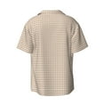 thumbnail image 2 of KLL Brown Gingham Print Men's Shirt Short Sleeve Button Down Summer Cuba Beach Shirts- X-Large, 2 of 7