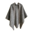 thumbnail image 2 of Ladies' Thick Knit Cape Style Versatile Shawl - A cozy and fashionable thick-knit cape shawl that provides wonderful warmth and a stylish silhouette for casual outings or relaxing at home Gray, 2 of 3