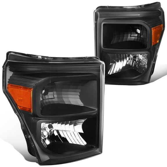 DNA Motoring For 11-16 Ford F250 F350 Super Duty Black Amber Corner Headlight Lamps Pair Replacement