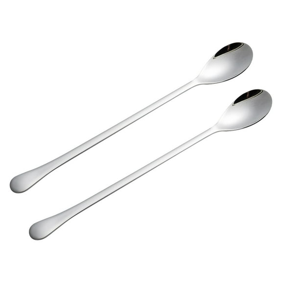Beautynvta 2 Pcs 7.95 Inch Long Handle Spoon, Stainless Steel Cocktail Stirring Spoons, Iced Tea Spoon, Coffee Spoon, Ice Cream Spoon, Seasoning Spoon