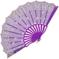 thumbnail image 1 of Handheld Fan Antique Decorative Folding Fan Stage Performance Hand Fan Purple Traditional Style Cooling 1Set, 1 of 5