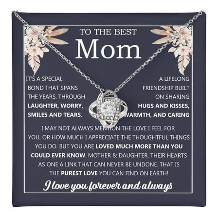 To My Mom Necklace Meaningful To Mom From Son Without You There Is No Me I Love You Necklace, Sentimental Mother'S Day Mom From Son, Give For Mothers On Thanksgiving#8 #165, White Love Knot Necklace