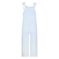thumbnail image 5 of QATAINLAV Womens Casual Sleeveless Jumpsuits Loose Linen Adjustable Strap Romper Wide Leg Solid Color Long Pants Overalls 2024 Summer Playsuits, White, L, 5 of 6