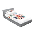 thumbnail image 2 of Ambesonne Animal Fitted Sheet & Pillow Sham Set, Abstract Wild Birds Owl, Twin, Multicolor, 2 of 2