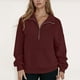 thumbnail image 1 of HongQid Women's Half Zip Sweatshirts Fleece Stand Collar Long Sleeve Oversized Pullovers with Pockets, 1 of 5