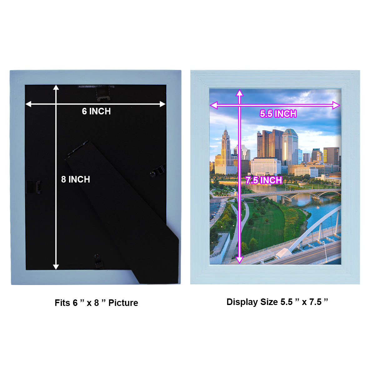 Grooved 6 in. x 8 in. Blue Picture Frame Set (Set of 4)