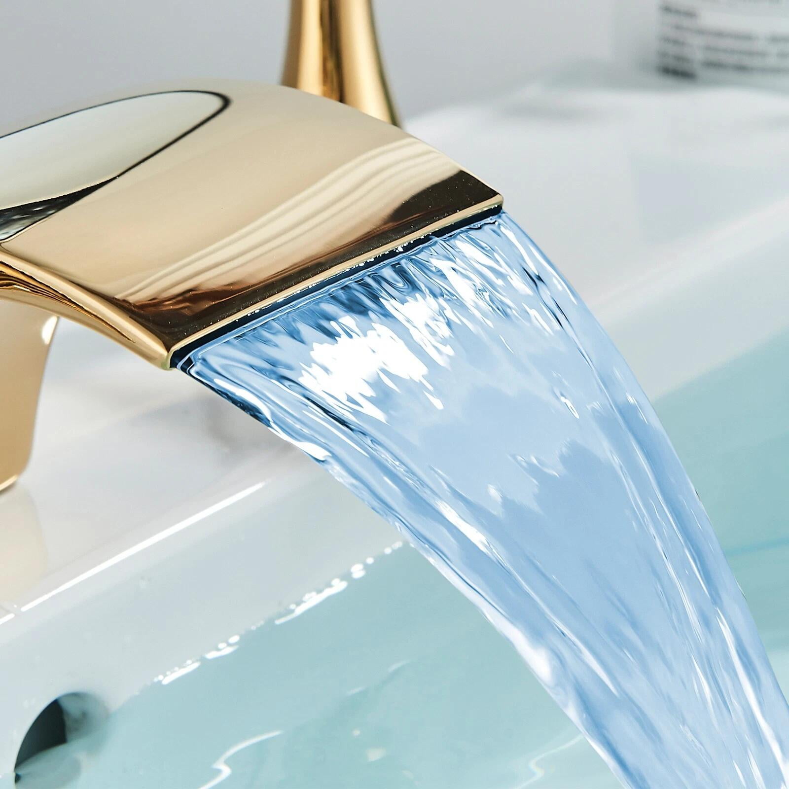 Gold 8" Widespread Bathroom Sink Faucet 3 Holes Vanity Basin Mixer Taps 2 Handle
