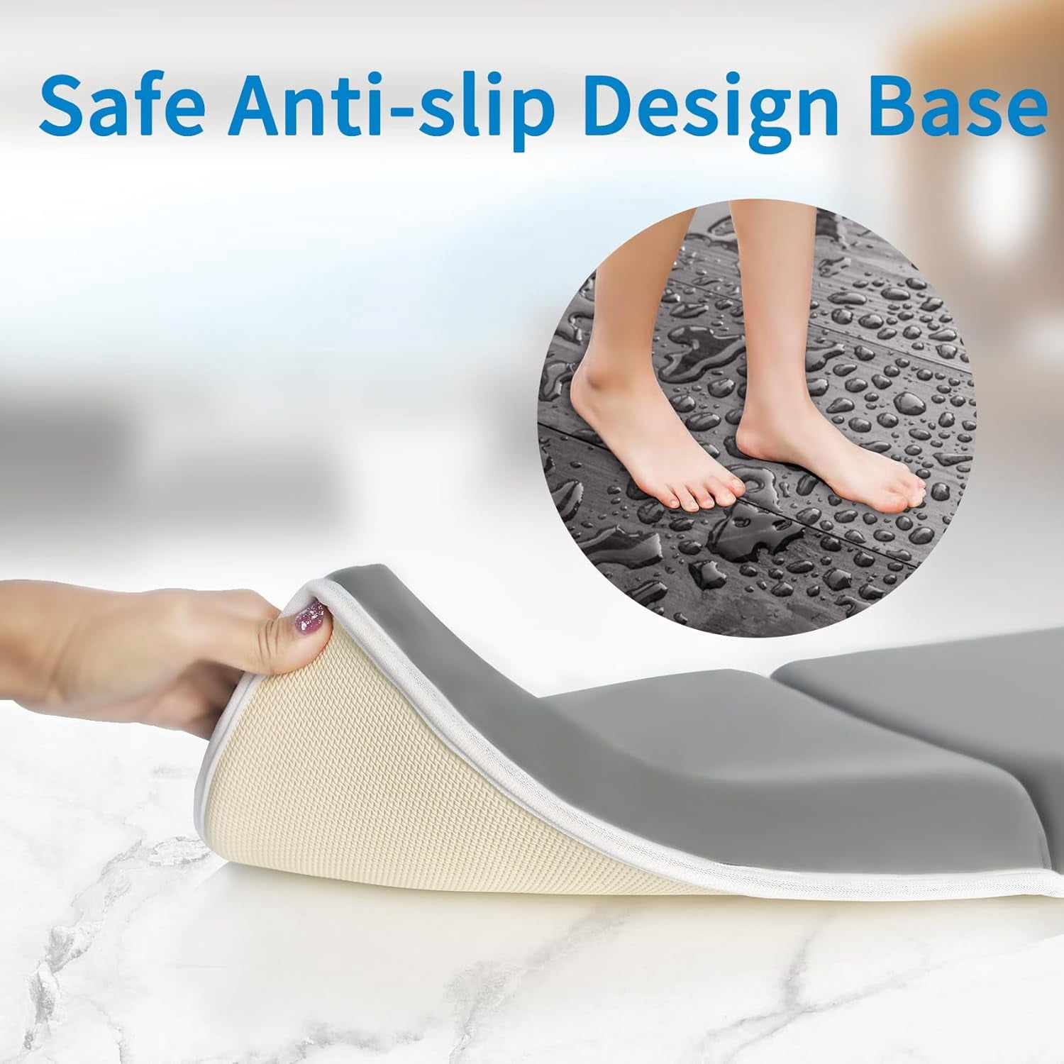 Bath Kneeler with Elbow Rest Pad Set, 1.5 inch Kneeling Pad Mat for Bathtub - Gray