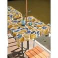 thumbnail image 2 of Outdoor Tablecloth with Umbrella Hole for Patio/Picnic/Party/Camping, Hand Drawn Lemon Waterproof Table Cloth Square Cover Washable, Blue Leaves Summer Botanical Retro (54"x 54"), 2 of 8