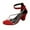 Red, variant on Women's Closed Toe Block Heel Sandals, Open Toe Perforated Buckle Jelly Support Red 6.5