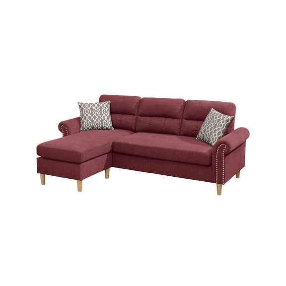 2 Piece Contemporary Sectional Set with Tufted Back Red