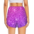 thumbnail image 4 of Xecao's Purple Glitter for a double-layer running short for women, perfect for gym, tennis, and more, featuring a convenient pocket., 4 of 9