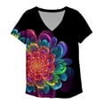 thumbnail image 2 of CHOK Blouse d'Été Décontractée à Col en V pour Femmes, T-Shirt à Manches Courtes, Remise et Liquidation, 2 of 6