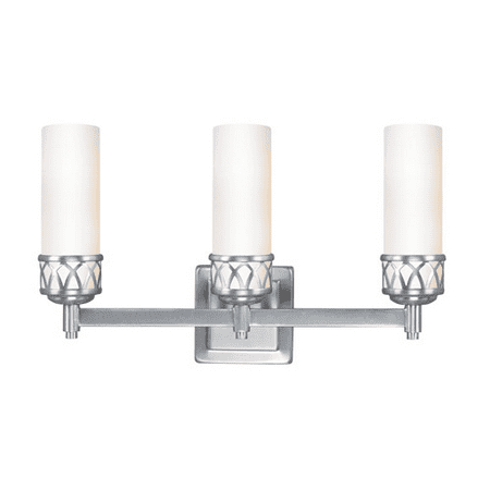 

Bathroom Vanity 3 Light With Hand Blown Satin White Glass Brushed Nickel size 18 in 180 Watts - World of Crystal