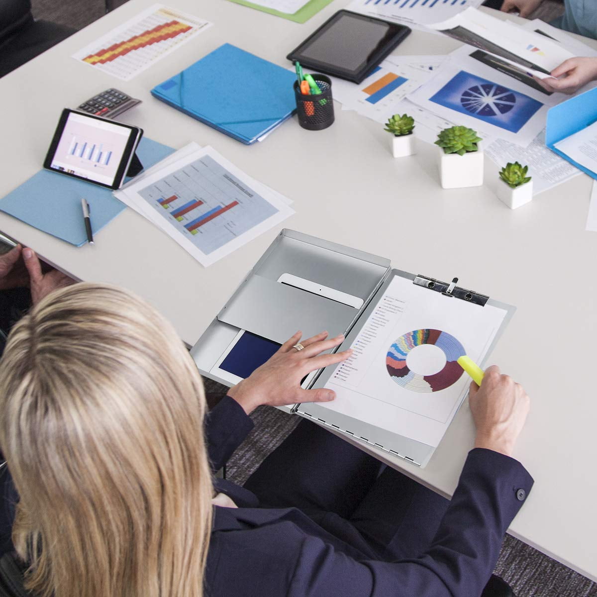 Aluminum Clipboard With Storage (letter Size)  Metal Recycle Form Holder Portfolio Binder Clip Inside Posse Box For Office Business Professionals Stationer